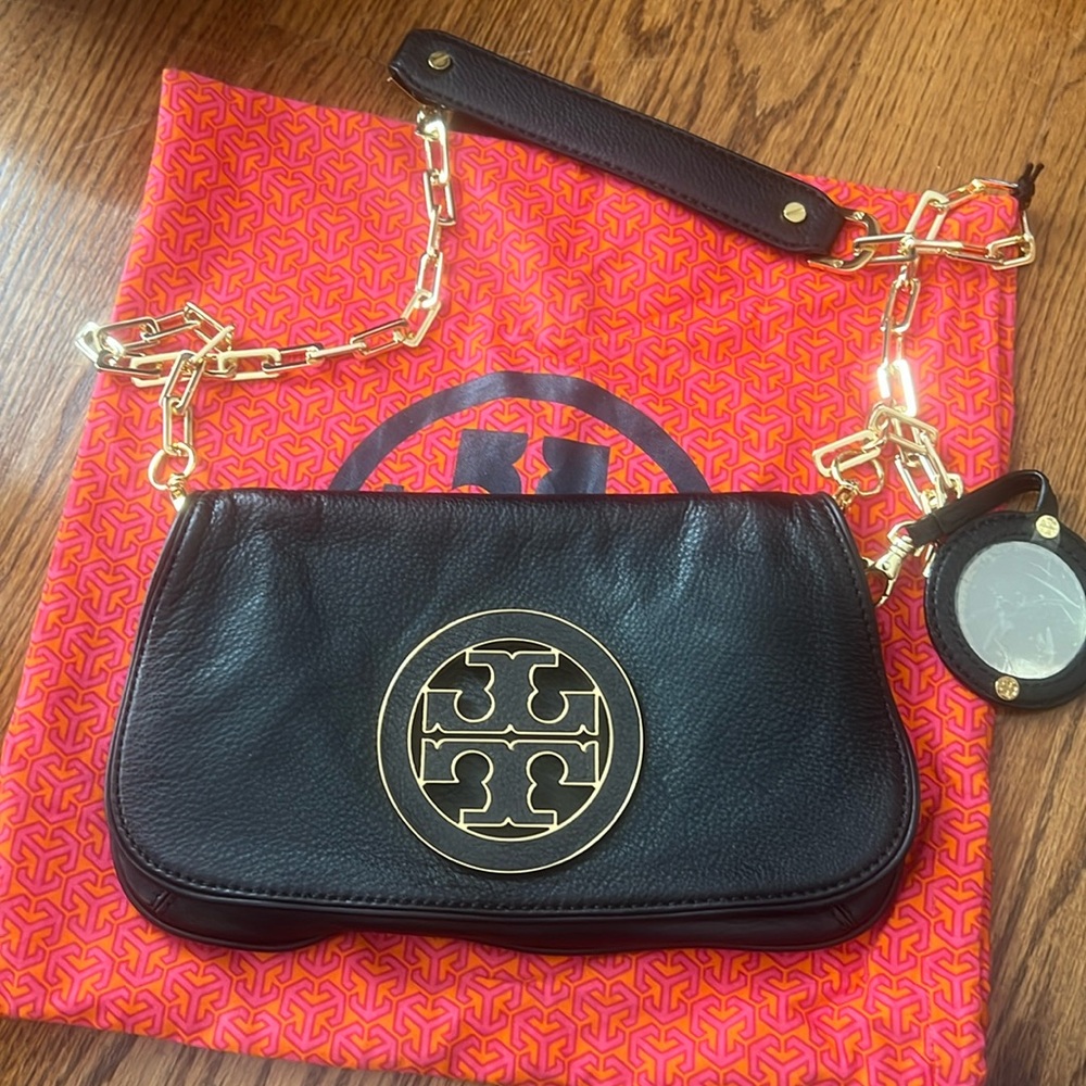Tory Burch cross body black leather bag